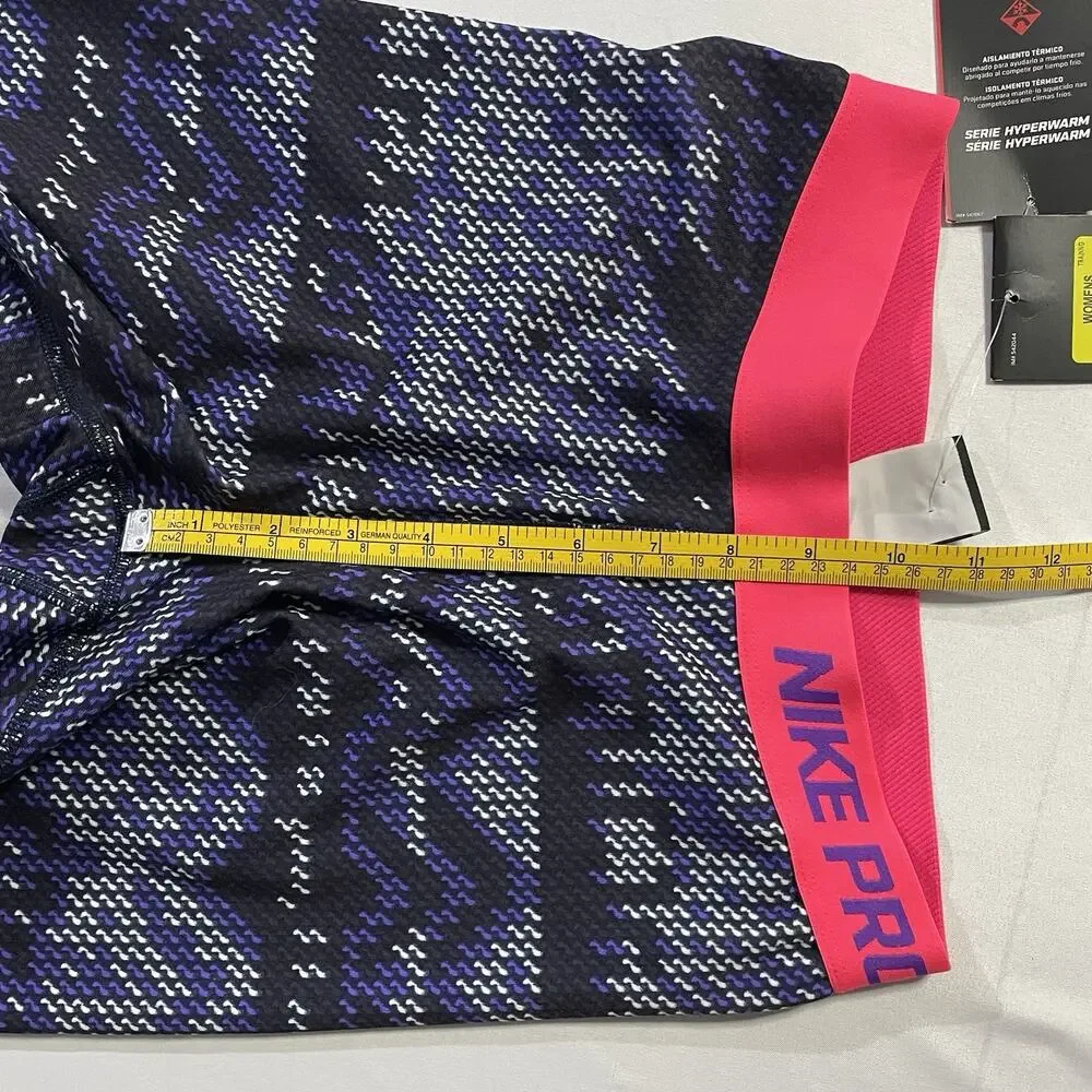 Nike‎ Pro Hyperwarm Women’s S Leggings Purple Geometric Nordic Print Pink Waist